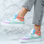 Sneakers dama Multicolor din piele ecologica cu insertii aurii Bonnie