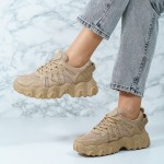 Sneakers dama din piele ecologica Kaki Larisa