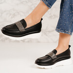 Pantofi dama casual din piele ecologica Negri Yime