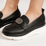 Pantofi dama casual din piele ecologica Negri Aylin