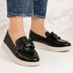 Pantofi dama casual din piele ecologica Negri Lenya