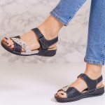 Sandale dama cu talpa joasa din piele ecologica Negre Mikka