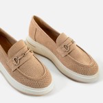 Pantofi dama casual din piele ecologica intoarsa Bej Inga