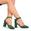 Pantofi dama din piele ecologica intoarsa cu toc patrat Verzi Verona