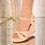 Sandale dama cu toc din piele ecologica Roz Cesare