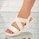 Sandale dama din piele ecologica perforate Roz Galina