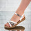 Sandale dama cu talpa joasa din piele ecologica Bej Luminita