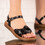 Sandale dama cu talpa joasa din piele ecologica Negre Esperanza