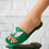 Papuci dama din piele ecologica cu brosa Albi Talida