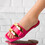 Papuci dama din piele ecologica Roz Aglaia