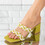Papuci dama cu toc colorati din piele ecologica Verzi Daria
