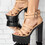 Sandale dama cu toc din piele ecologica Negre Davina