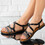 Sandale dama cu talpa joasa din piele ecologica Negre Isadora