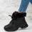 Ghete dama imblanite din piele ecologica PREMIUM Negre Mona