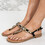 Sandale dama cu talpa joasa din piele ecologica Negre Inka