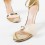 Sandale dama cu toc din satin cu funda detasabila Champagne Andia