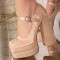 Pantofi cu platforma si toc inalt Fucsia Isabela