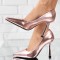 Pantofi dama stiletto din piele ecologica Argintii Eleri