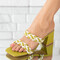 Papuci dama cu toc colorati din piele ecologica Albi Daria