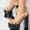 Sandale dama cu toc din piele ecologica Portocalii Davina