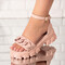 Sandale dama cu talpa joasa din piele ecologica Roz Carla