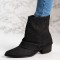 Botine dama cu toc patrat din textil Albastre Chiara