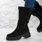 Cizme dama Imblanite din Piele Ecologica Intoarsa PREMIUM Negre Lydia