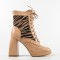 Botine dama cu toc patrat din piele ecologica Crem Tina