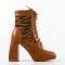Botine dama cu toc patrat din piele ecologica Crem Tina