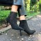 Botine dama cu toc subtire din piele ecologica Gri Dilara