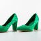 Pantofi dama cu toc patrat din satin Roz CARLA