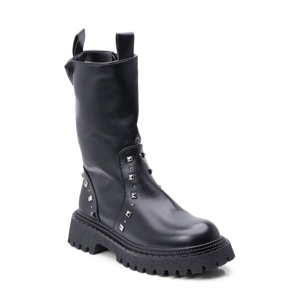 Ghete dama lungi cu tinte din piele ecologica Negre Blanca