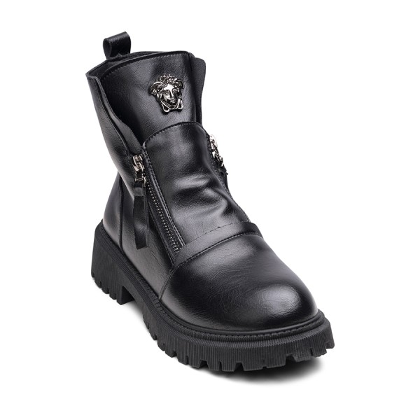 Ghete dama din piele ecologica imblanite Negre Emerald