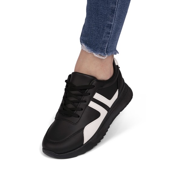 Sneakers dama din piele ecologica Negri Lindy