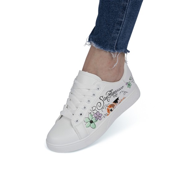 Sneakers dama din piele ecologica cu model pictat Albi Marisa