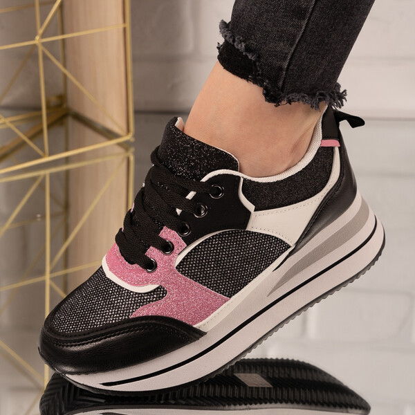 Sneakersi dama din piele ecologica Negri Holly