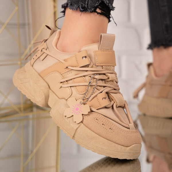 Sneakersi dama din piele ecologica Kaki Tania