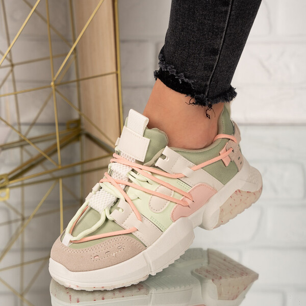 Sneakersi dama din piele ecologica Verzi Tania