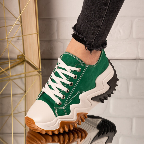 Sneakers dama din material textil Verzi Raisa