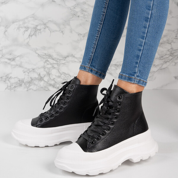 Sneakersi dama din piele ecologica Negri Codruta