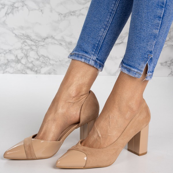 Pantofi cu toc patrat eleganti Saima