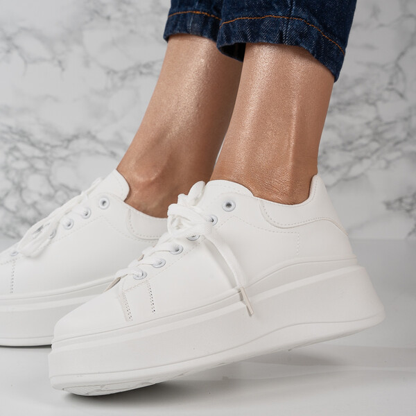 Sneakersi din piele ecologica Albi Lydia