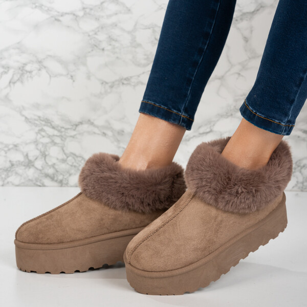 Cizme tip UG imblanite din piele ecologica intoarsa PREMIUM Kaki Matisa