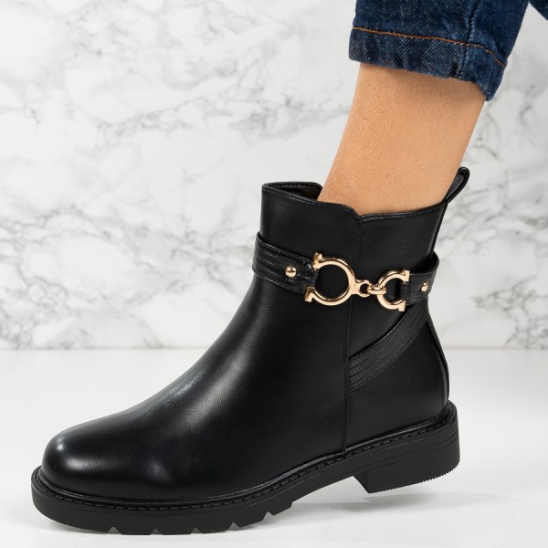 Ghete dama din piele ecologica PREMIUM Negre Iolanda