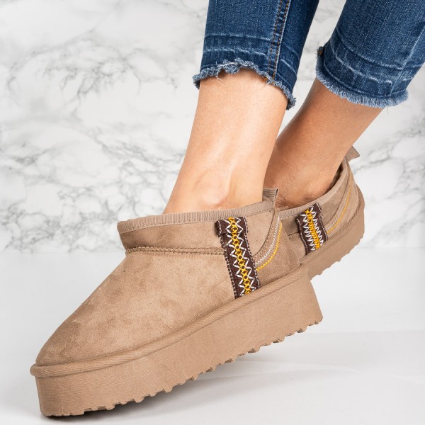Cizme tip UG imblanite din piele ecologica intoarsa PREMIUM Kaki Dunya
