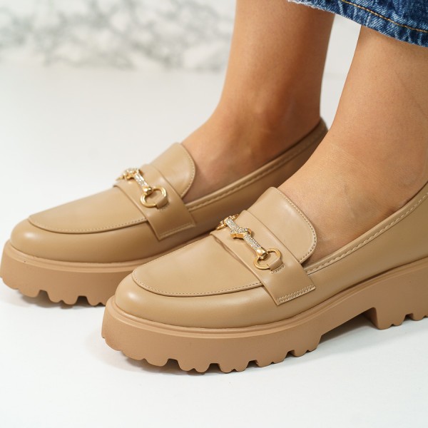 Pantofi dama casual din piele ecologica Kaki Meily