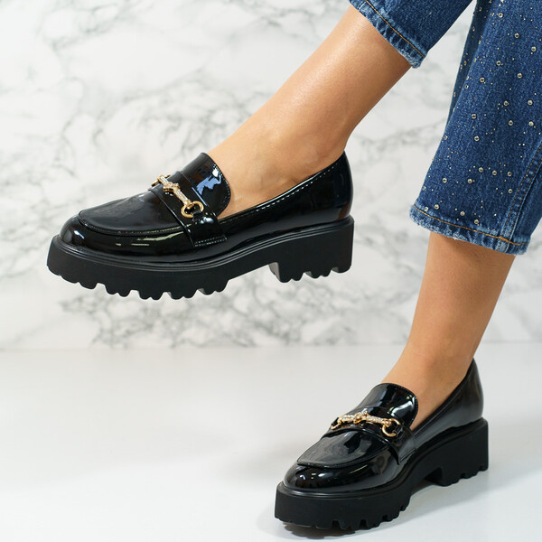 Pantofi dama casual din piele ecologica Negri Meily