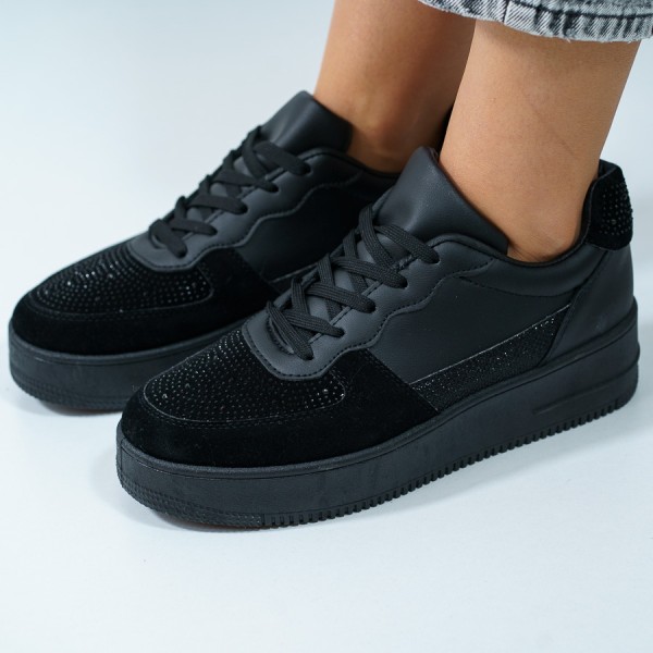 Sneakersi dama din piele ecologica negri Dawna