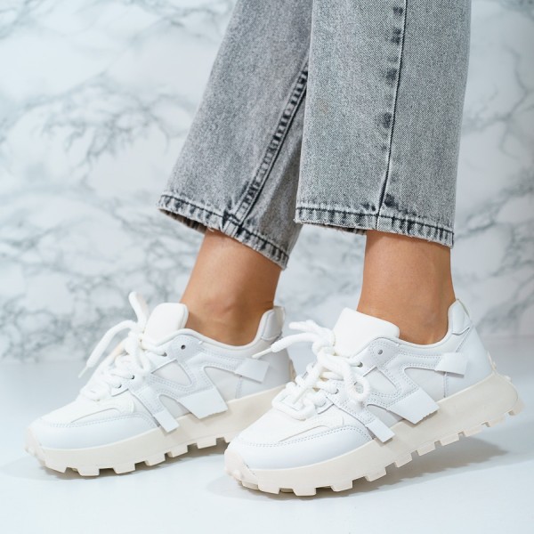 Sneakersi dama din piele ecologica Albi Orry