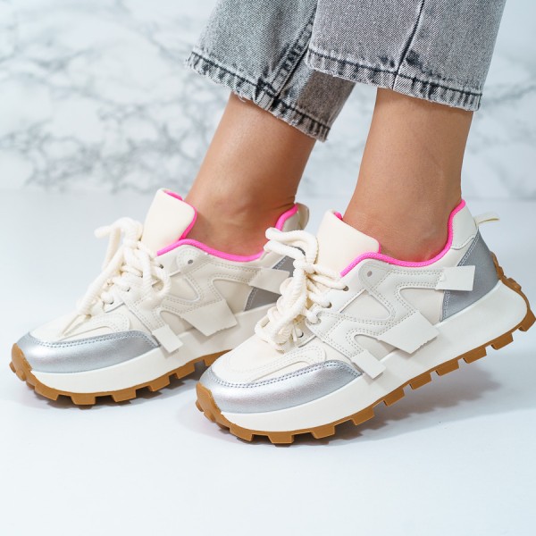 Sneakersi dama din piele ecologica Argintii Orry